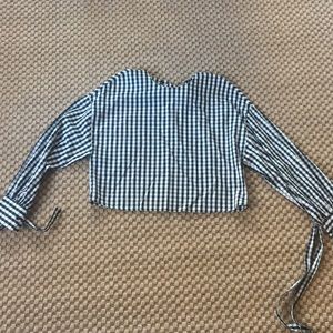 Zara gingham statement sleeve top